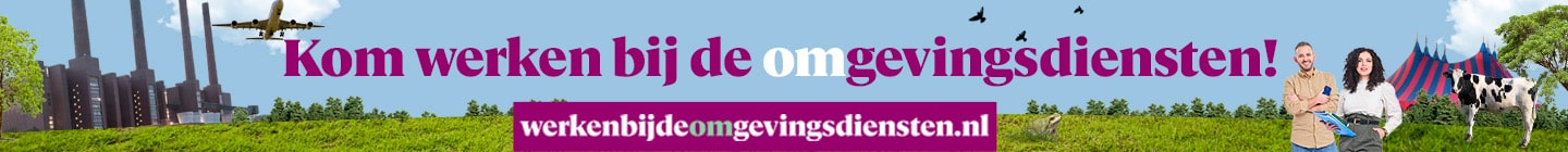 Een landschap met de tekst: Kom werken bij de omgevingsdiensten! 